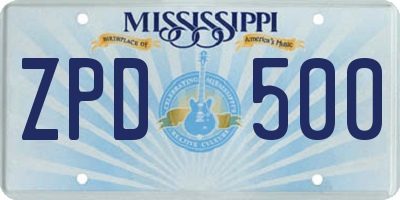 MS license plate ZPD500