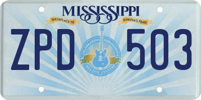 MS license plate ZPD503