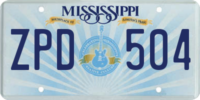 MS license plate ZPD504