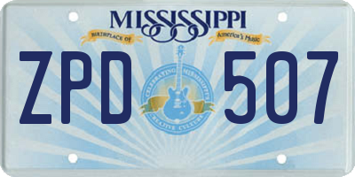 MS license plate ZPD507