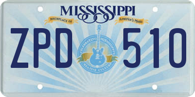MS license plate ZPD510