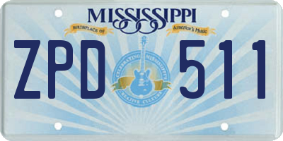MS license plate ZPD511