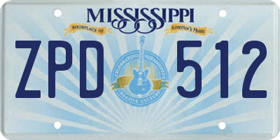 MS license plate ZPD512
