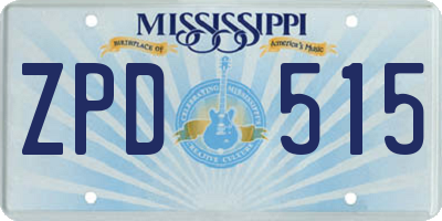 MS license plate ZPD515