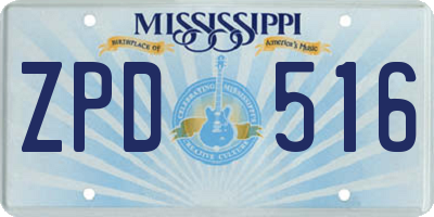 MS license plate ZPD516