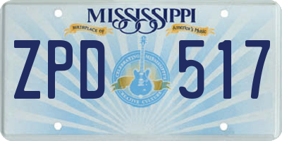 MS license plate ZPD517