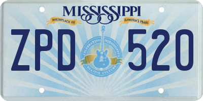 MS license plate ZPD520