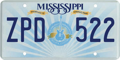 MS license plate ZPD522