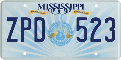 MS license plate ZPD523