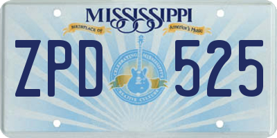 MS license plate ZPD525