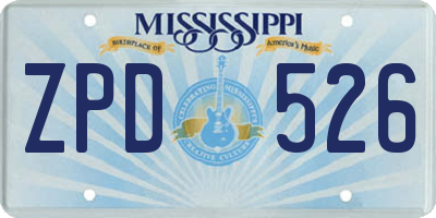 MS license plate ZPD526