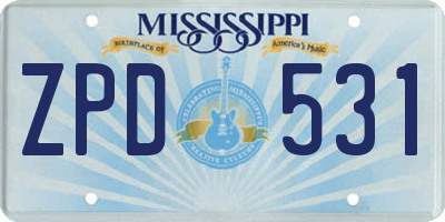 MS license plate ZPD531