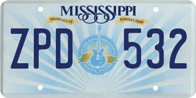 MS license plate ZPD532