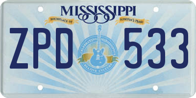 MS license plate ZPD533