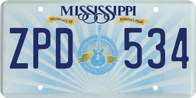 MS license plate ZPD534