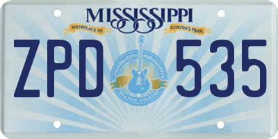 MS license plate ZPD535