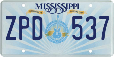 MS license plate ZPD537