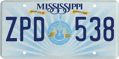 MS license plate ZPD538