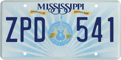 MS license plate ZPD541