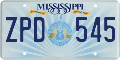 MS license plate ZPD545