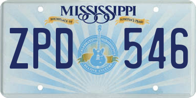 MS license plate ZPD546