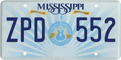 MS license plate ZPD552