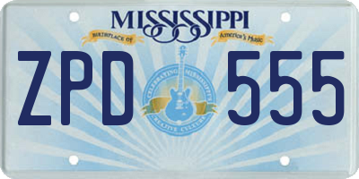 MS license plate ZPD555