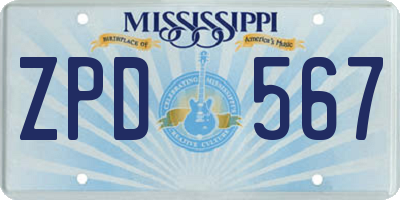 MS license plate ZPD567