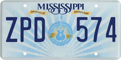 MS license plate ZPD574