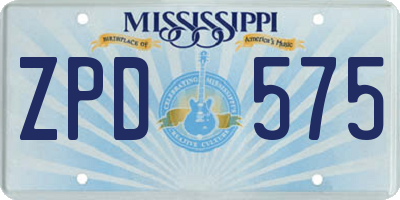 MS license plate ZPD575