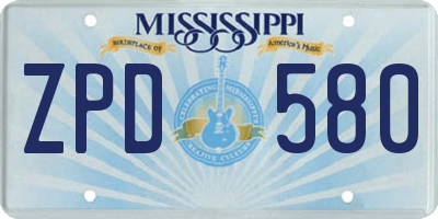 MS license plate ZPD580