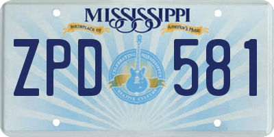 MS license plate ZPD581