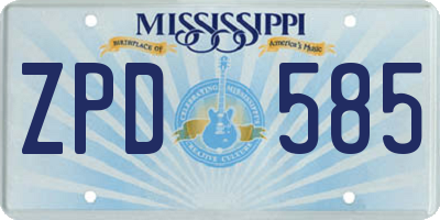 MS license plate ZPD585