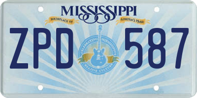 MS license plate ZPD587