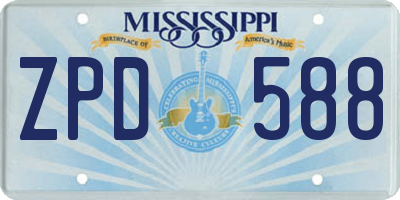 MS license plate ZPD588