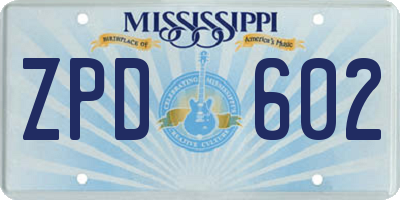 MS license plate ZPD602