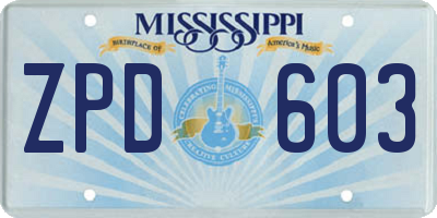 MS license plate ZPD603
