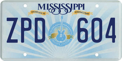 MS license plate ZPD604