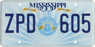 MS license plate ZPD605