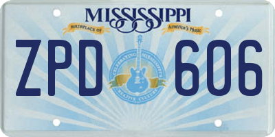 MS license plate ZPD606