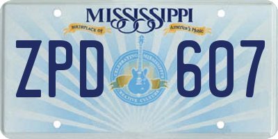 MS license plate ZPD607