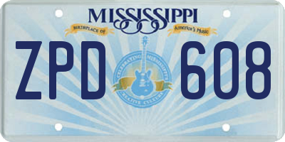 MS license plate ZPD608