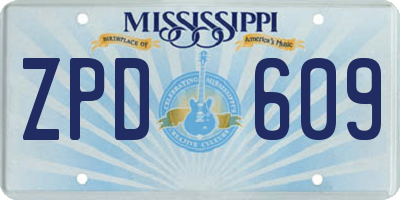 MS license plate ZPD609
