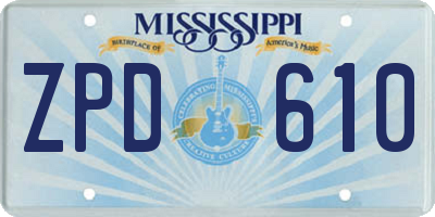MS license plate ZPD610