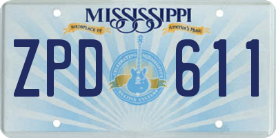 MS license plate ZPD611
