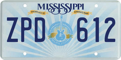 MS license plate ZPD612