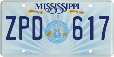 MS license plate ZPD617