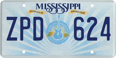 MS license plate ZPD624