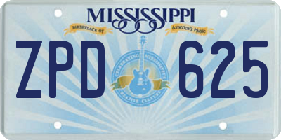 MS license plate ZPD625