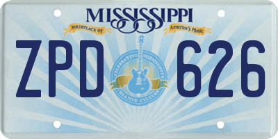 MS license plate ZPD626